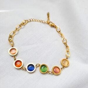 18K Gold Plated Bracelet with Natural Stones